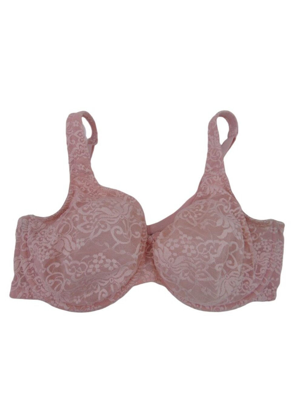 Cacique Light Pink Lace Sheer Bra 42DD 42 DD Unpadded Underwire Floral - Picture 5 of 11